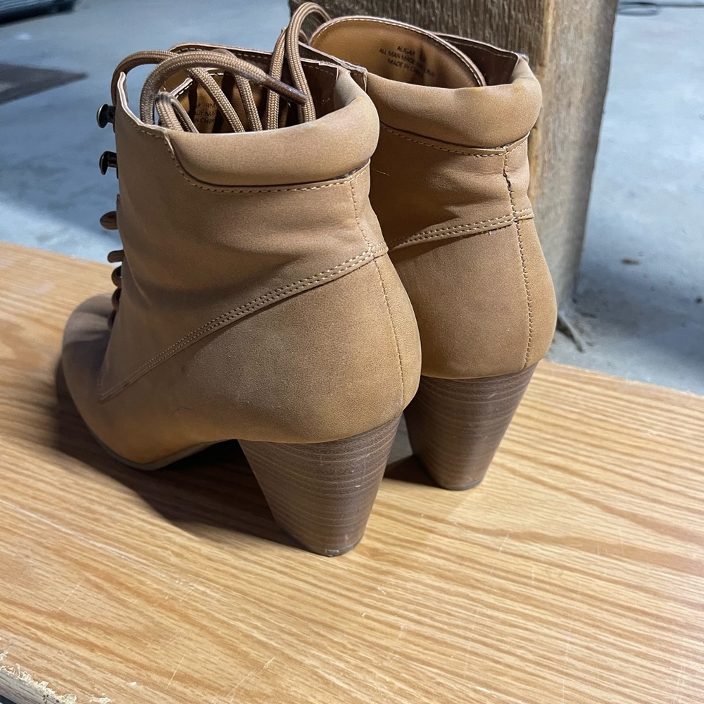 Tan heeled booties